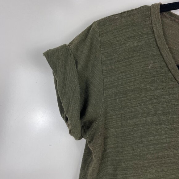 LNA Rolled Sleeve Slub Top Short Sleeve Green Women's Size Small - Picture 2 of 8